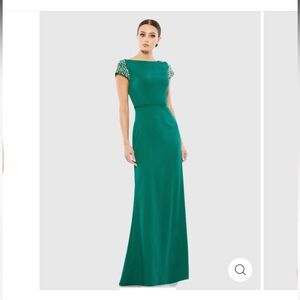 Mac Duggal Emerald Cap Sleeve Maxi Dress